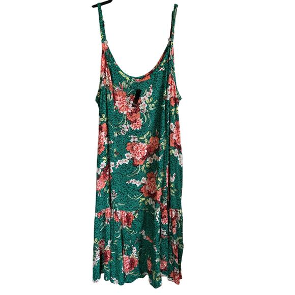 Torrid Midi Challis Trapeze Dress Sz 2X Tiered Pockets Sleeveless Floral NWT - Picture 1 of 14